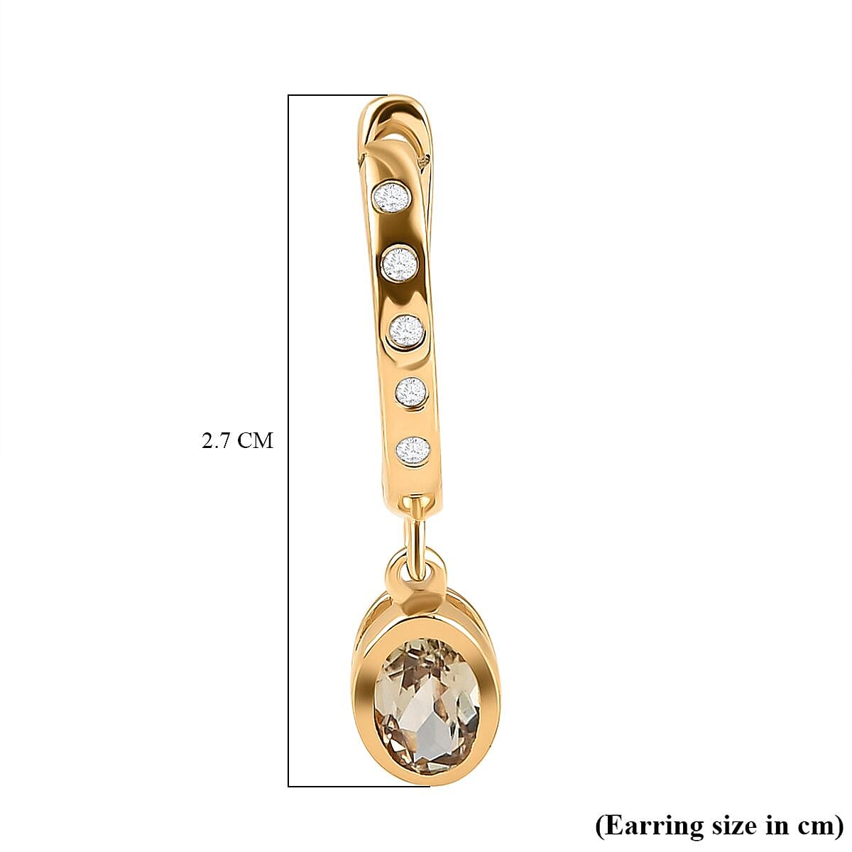 Turkizite and Natural Cambodian Zircon Hoop Earrings in Vermeil Yellow Gold Overlay Sterling Silver 1.07 Ct.