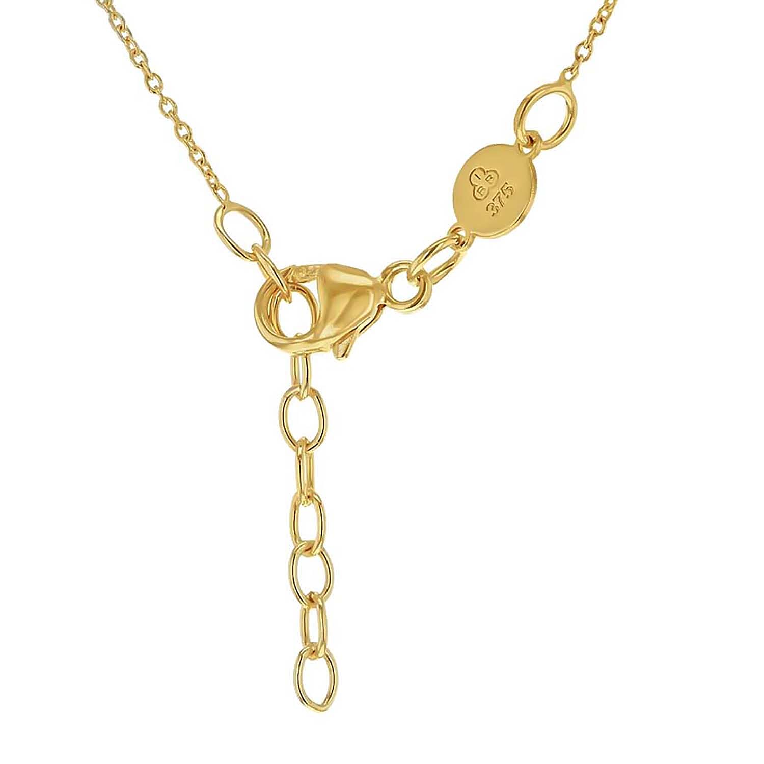9K Yellow Gold 9.8mm Cutout Compass Necklace 17 Inch