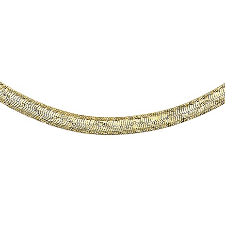 9K Yellow Gold 3.5mm Diamond Cut Wave Herringbone Necklace 18 Inch