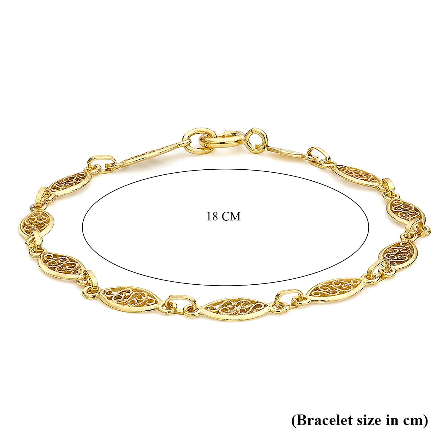 9K Yellow Gold 5mm Filigree Oval Bracelet 7 Inch