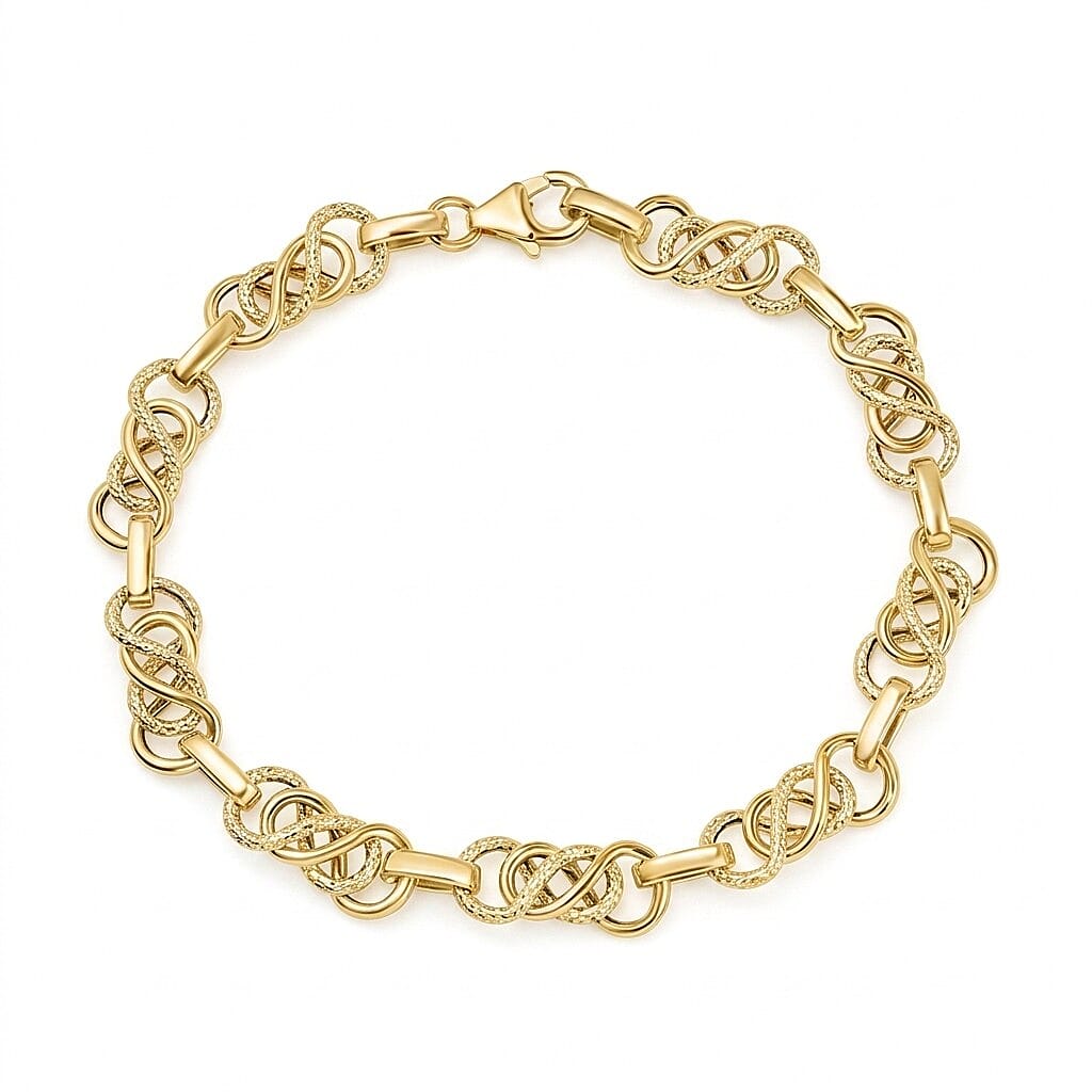 9K Yellow Gold 7mm Textured Celtic Bracelet 7.5 Inch (with Lobster Clasp), Gold Wt 3.70 Gms