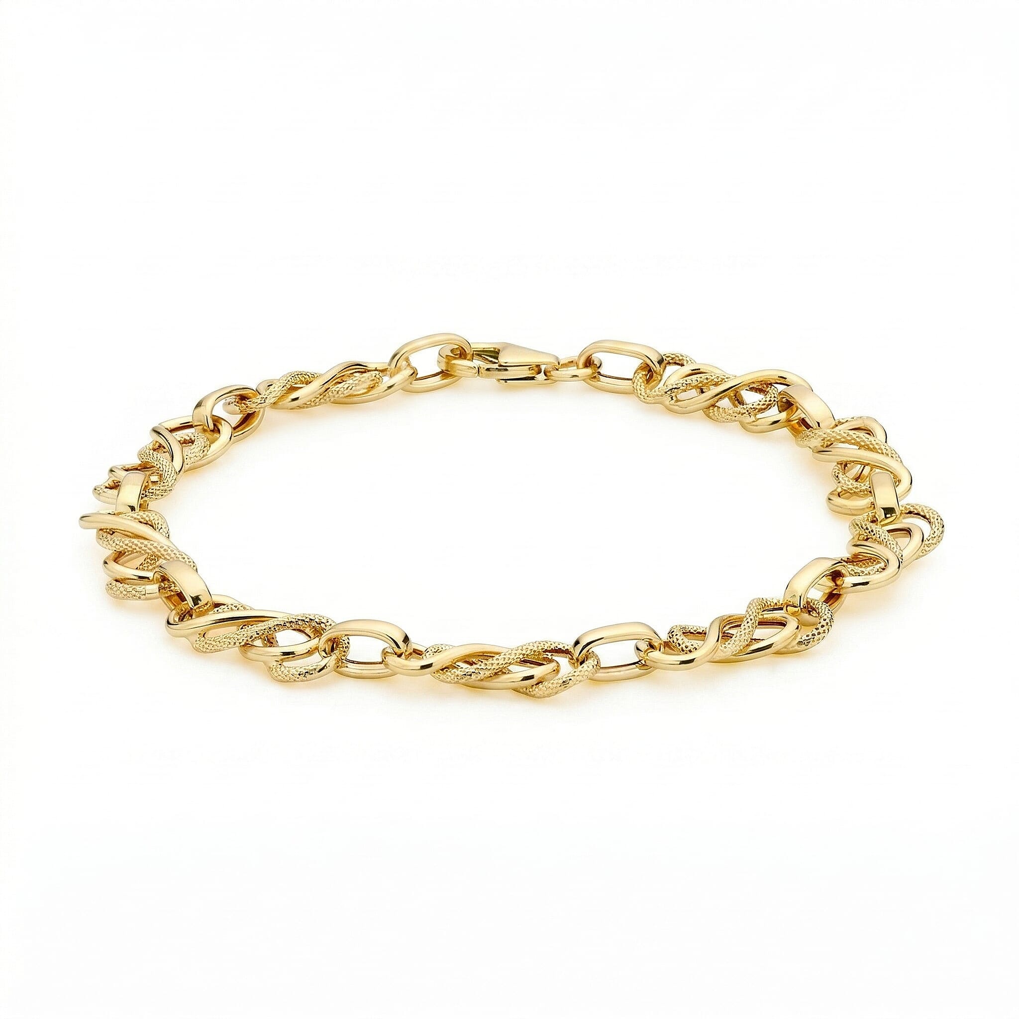 9K Yellow Gold 7mm Textured Celtic Bracelet 7.5 Inch (with Lobster Clasp), Gold Wt 3.70 Gms