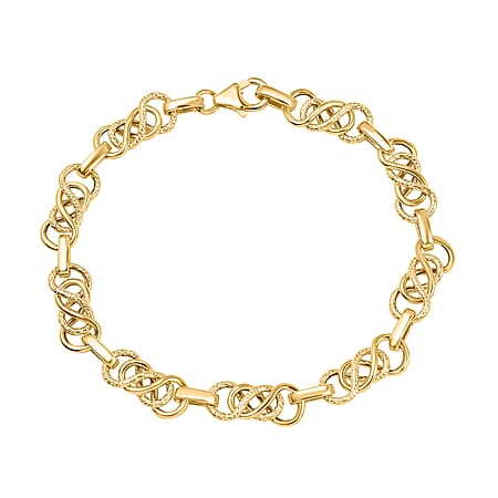 9K Yellow Gold 7mm Textured Celtic Bracelet 7.5 Inch
