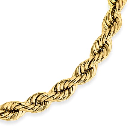 9K Yellow Gold Hollow Rope Chain Bracelet 7.5 Inch