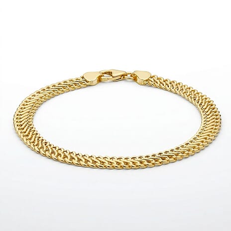 9K Yellow Gold Hollow Woven Curb Bracelet 7.5 Inch