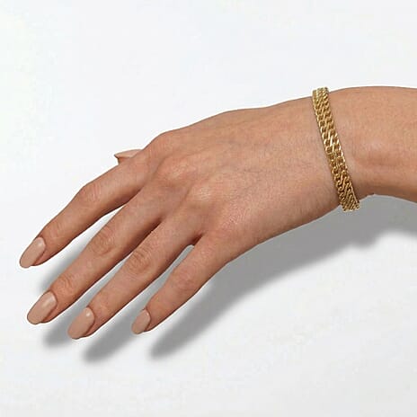 9K Yellow Gold Hollow Woven Curb Bracelet 7.5 Inch