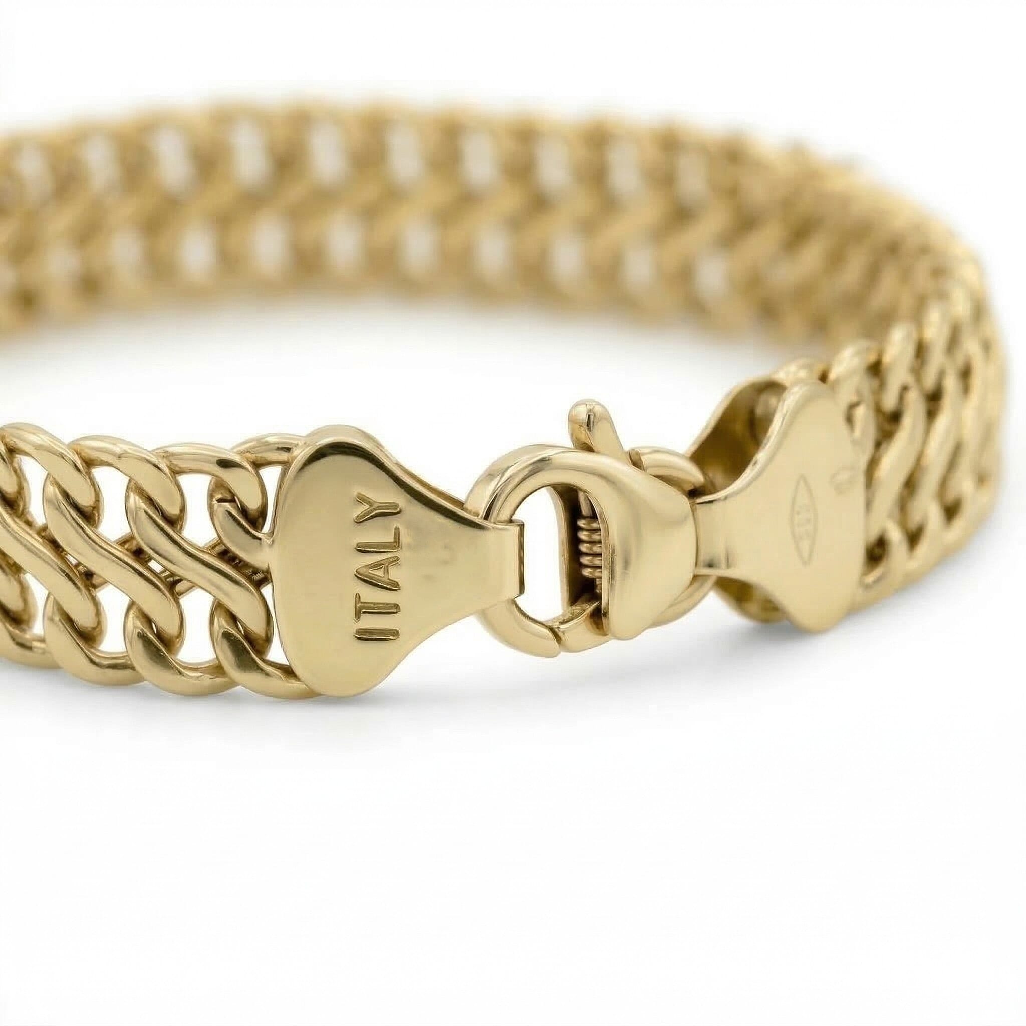 9K Yellow Gold Hollow Woven Curb Bracelet 7.5 Inch