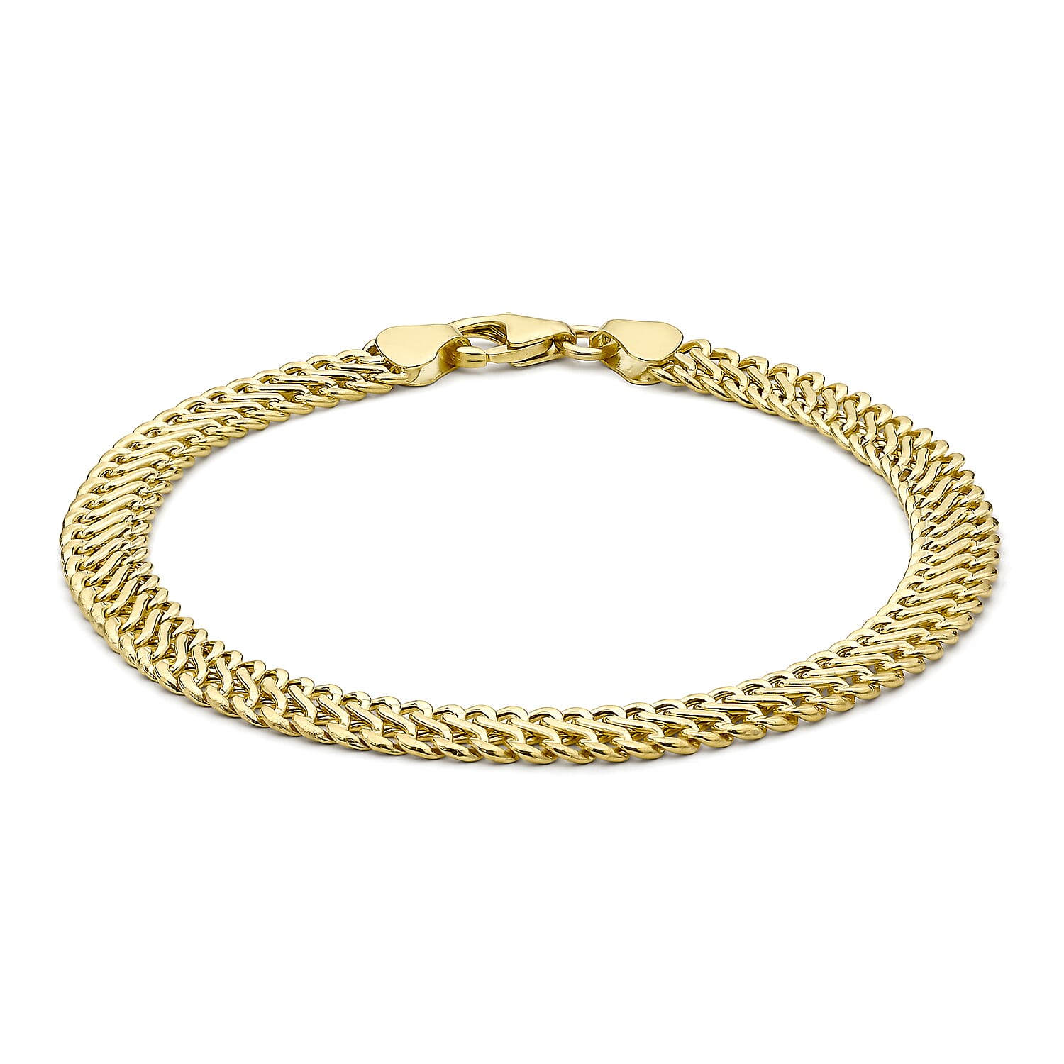 9K Yellow Gold Hollow Woven Curb Bracelet 7.5 Inch