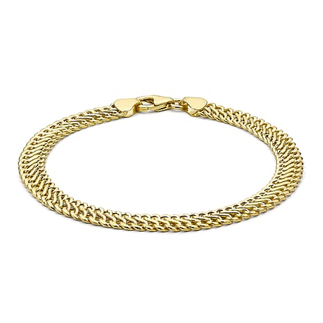 9K Yellow Gold Hollow Woven Curb Bracelet 7.5 Inch