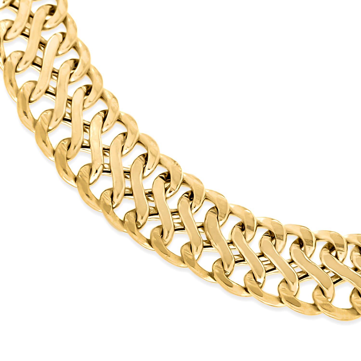 9K Yellow Gold Hollow Woven Curb Bracelet 7.5 Inch