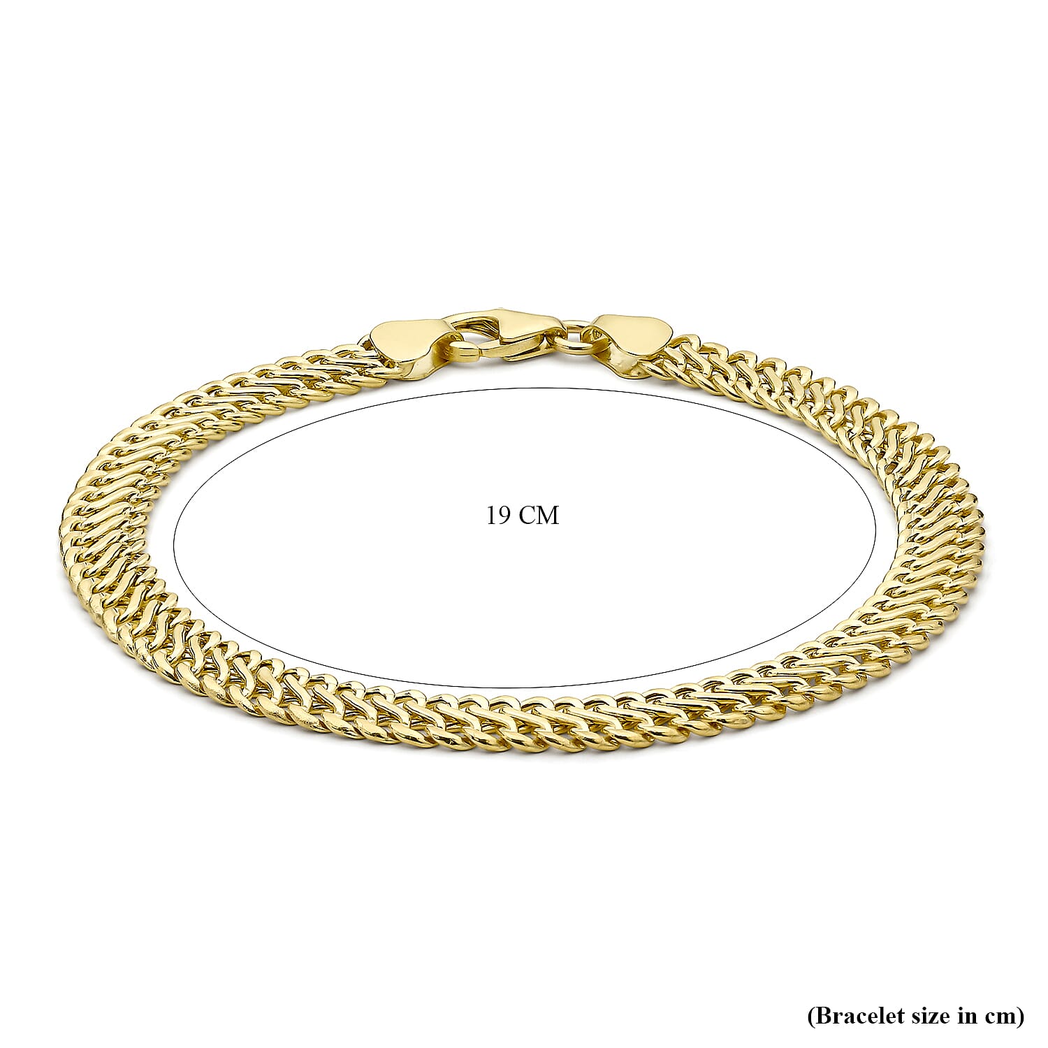 9K Yellow Gold Hollow Woven Curb Bracelet 7.5 Inch