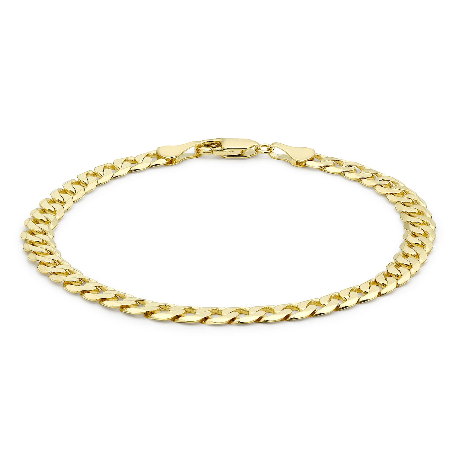 9K Yellow Gold Diamond Cut Curb Bracelet 7.5 Inch
