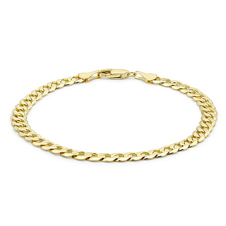 9K Yellow Gold Diamond Cut Curb Bracelet 7.5 Inch
