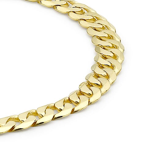 9K Yellow Gold Diamond Cut Curb Bracelet 7.5 Inch