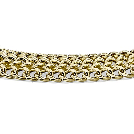 9K Yellow Gold 6.5mm Diamond Cut Domed 4 Row Curb Bracelet 7.5 Inch