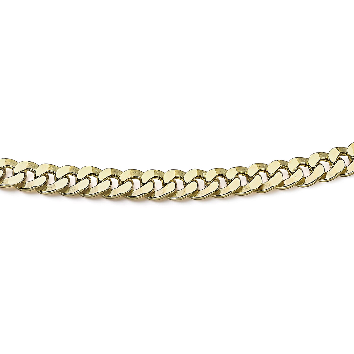 9K Yellow Gold Diamond Cut 4.5mm Round Link Curb Bracelet 7.5 Inch