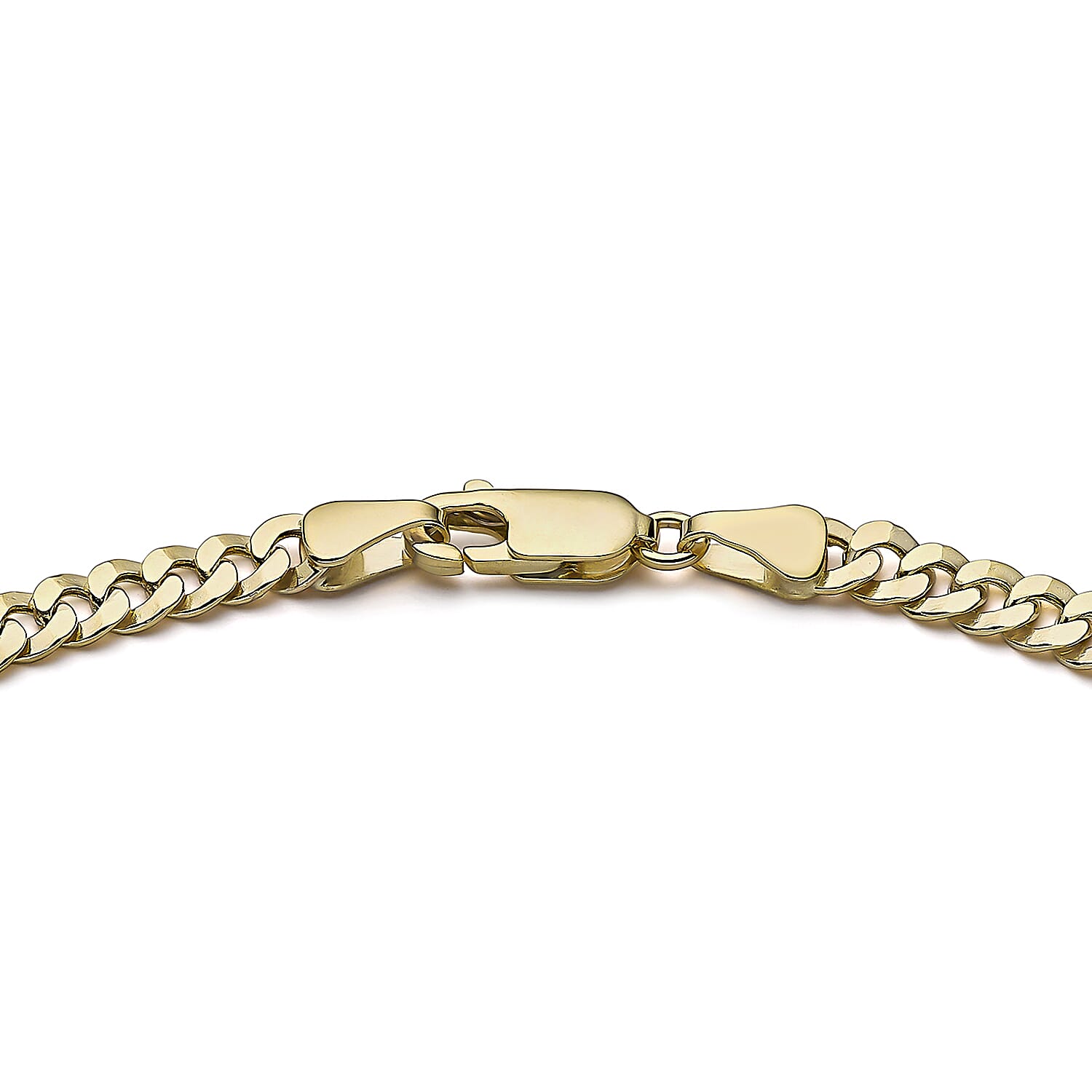 9K Yellow Gold Diamond Cut 4.5mm Round Link Curb Bracelet 7.5 Inch