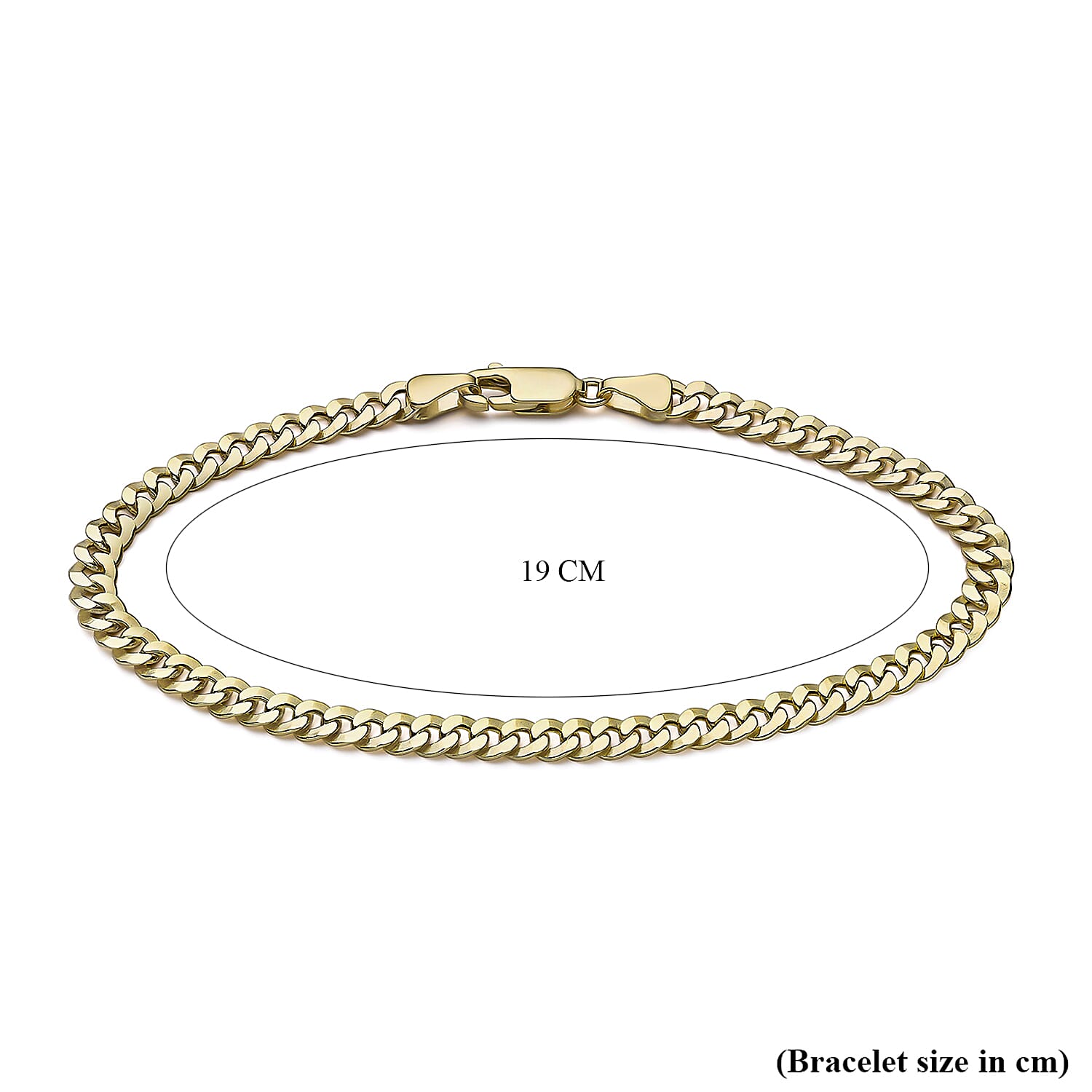 9K Yellow Gold Diamond Cut 4.5mm Round Link Curb Bracelet 7.5 Inch