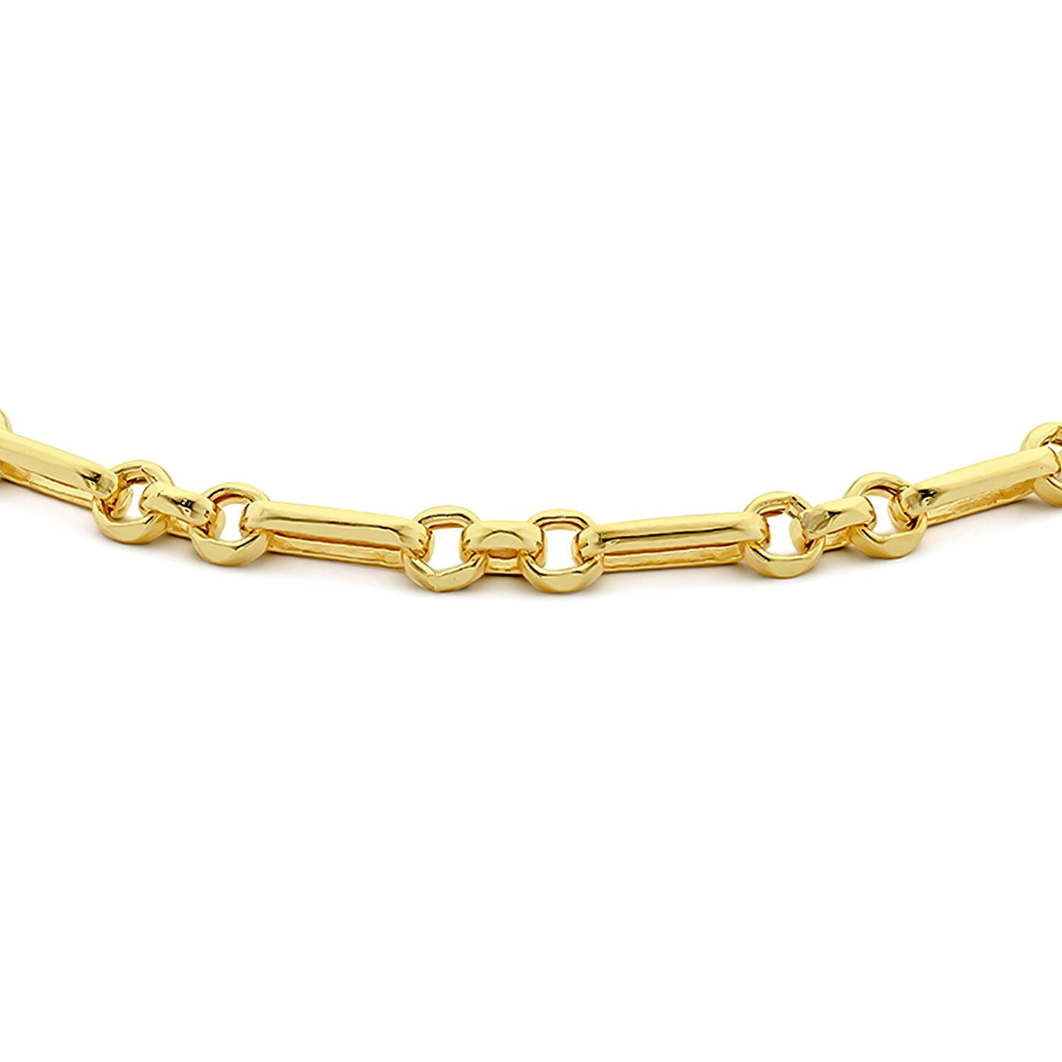 9K Yellow Gold 3.4mm Diamond Cut Figaro Belcher Chain Bracelet 7.5 Inch