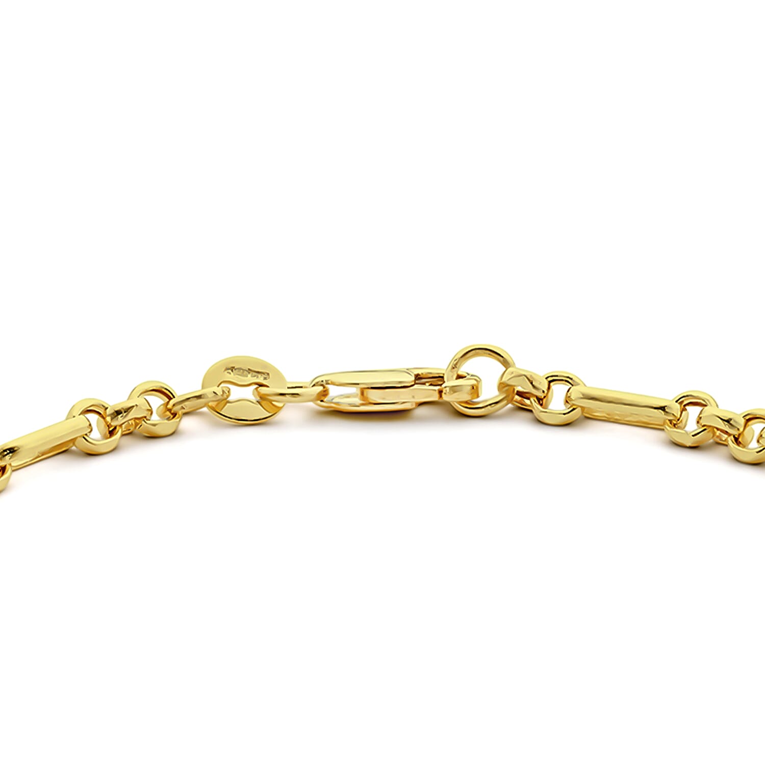 9K Yellow Gold 3.4mm Diamond Cut Figaro Belcher Chain Bracelet 7.5 Inch