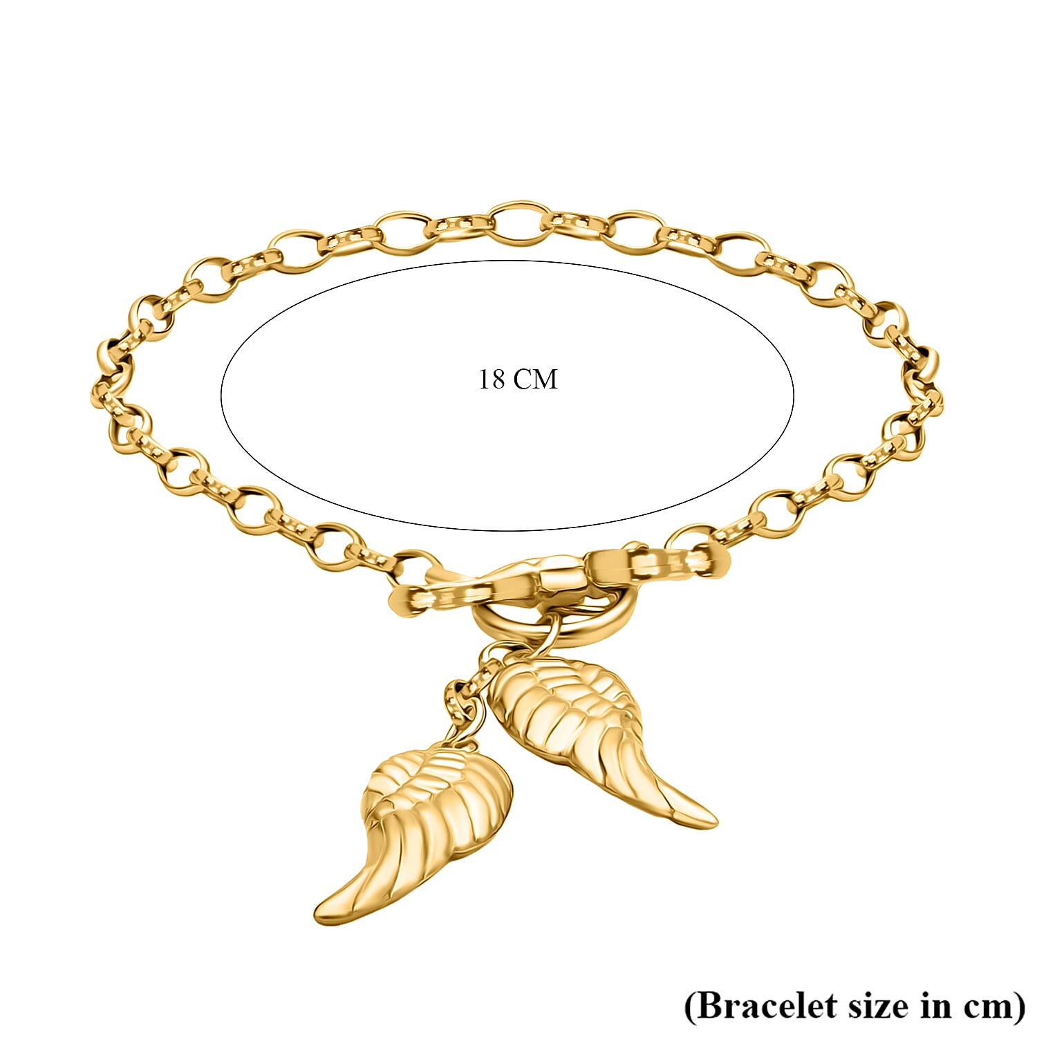 9K Yellow Gold Angel Wing T Bar Bracelet 7 Inch