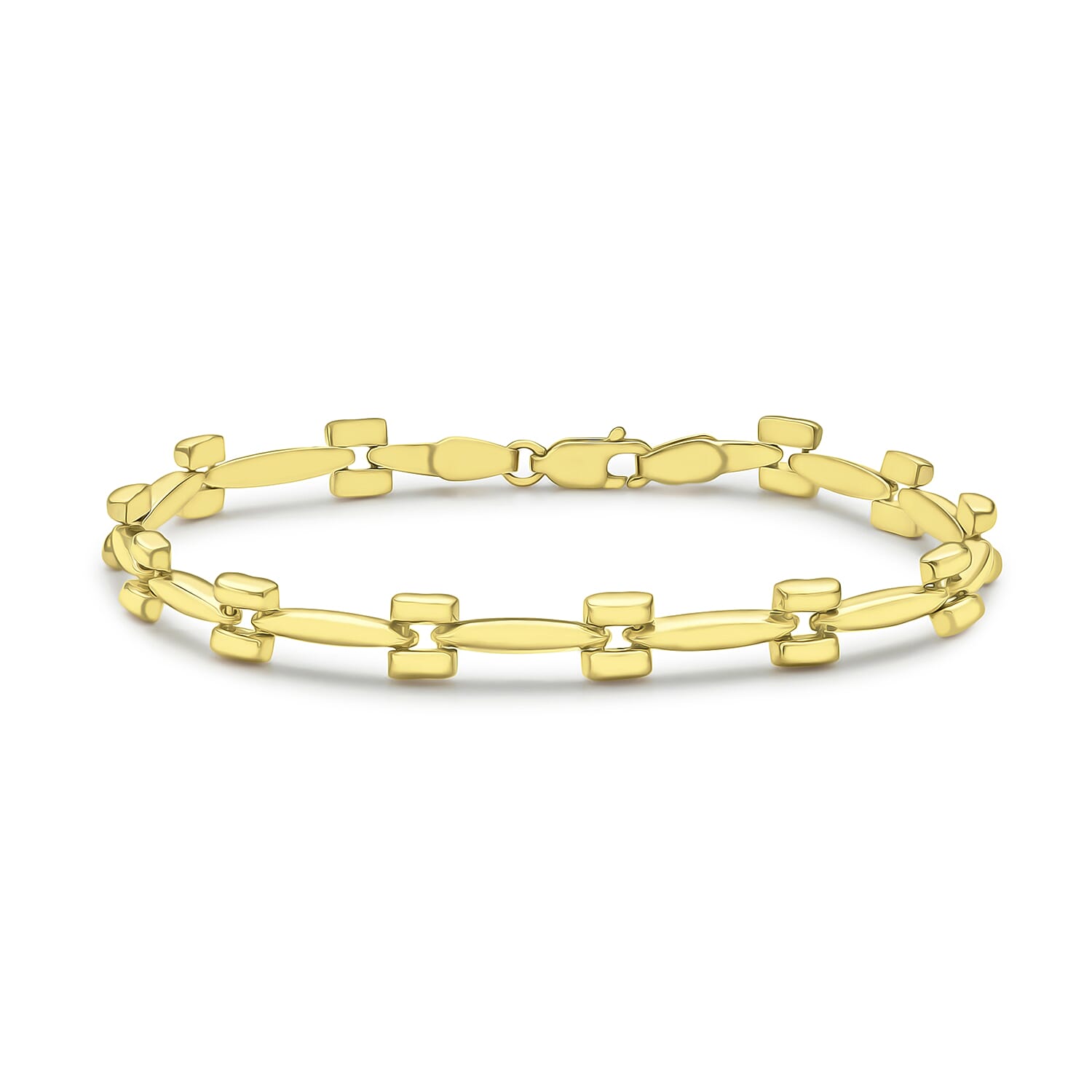 9K Yellow Gold 6.5mm Square Link Bracelet 7.5 Inch
