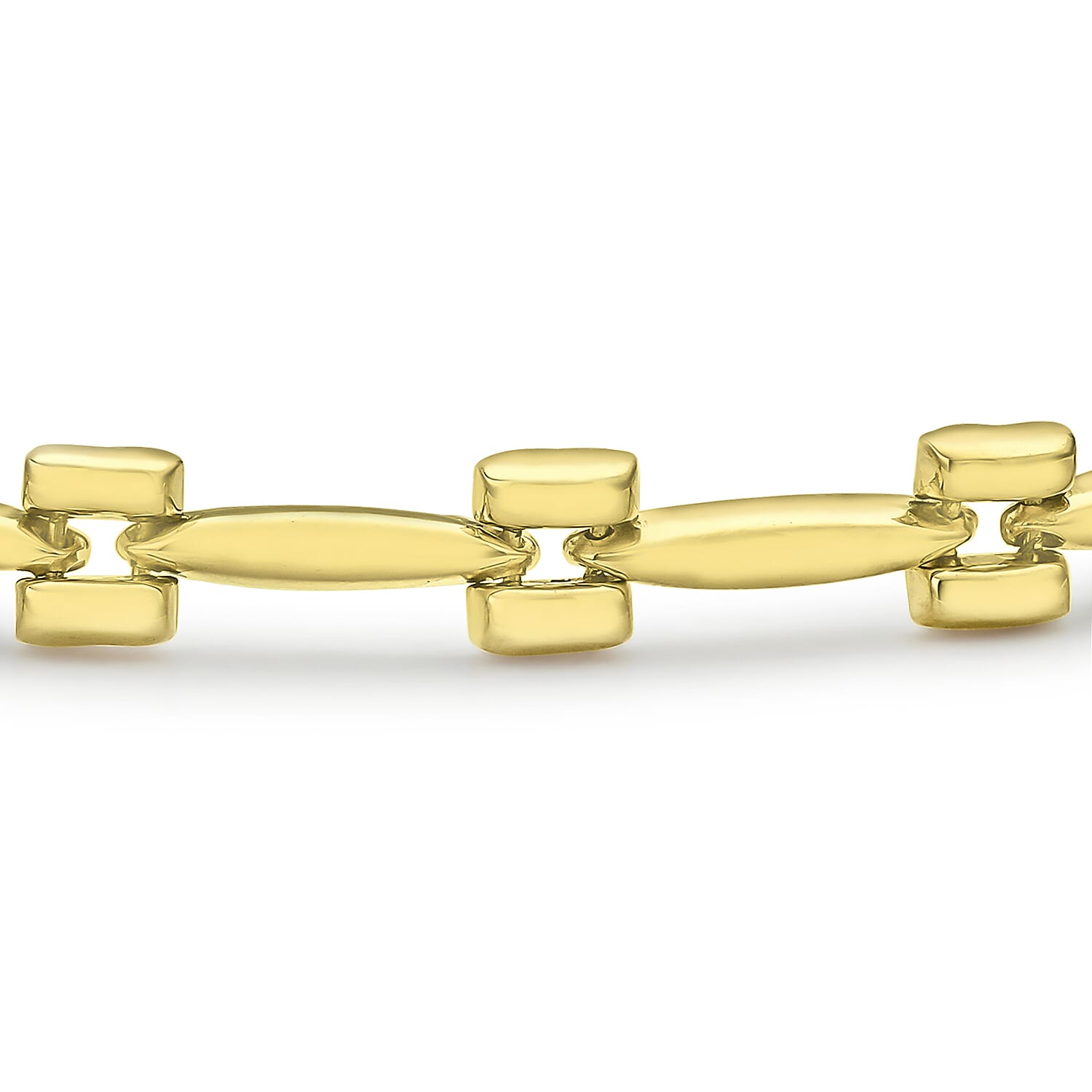 9K Yellow Gold 6.5mm Square Link Bracelet 7.5 Inch