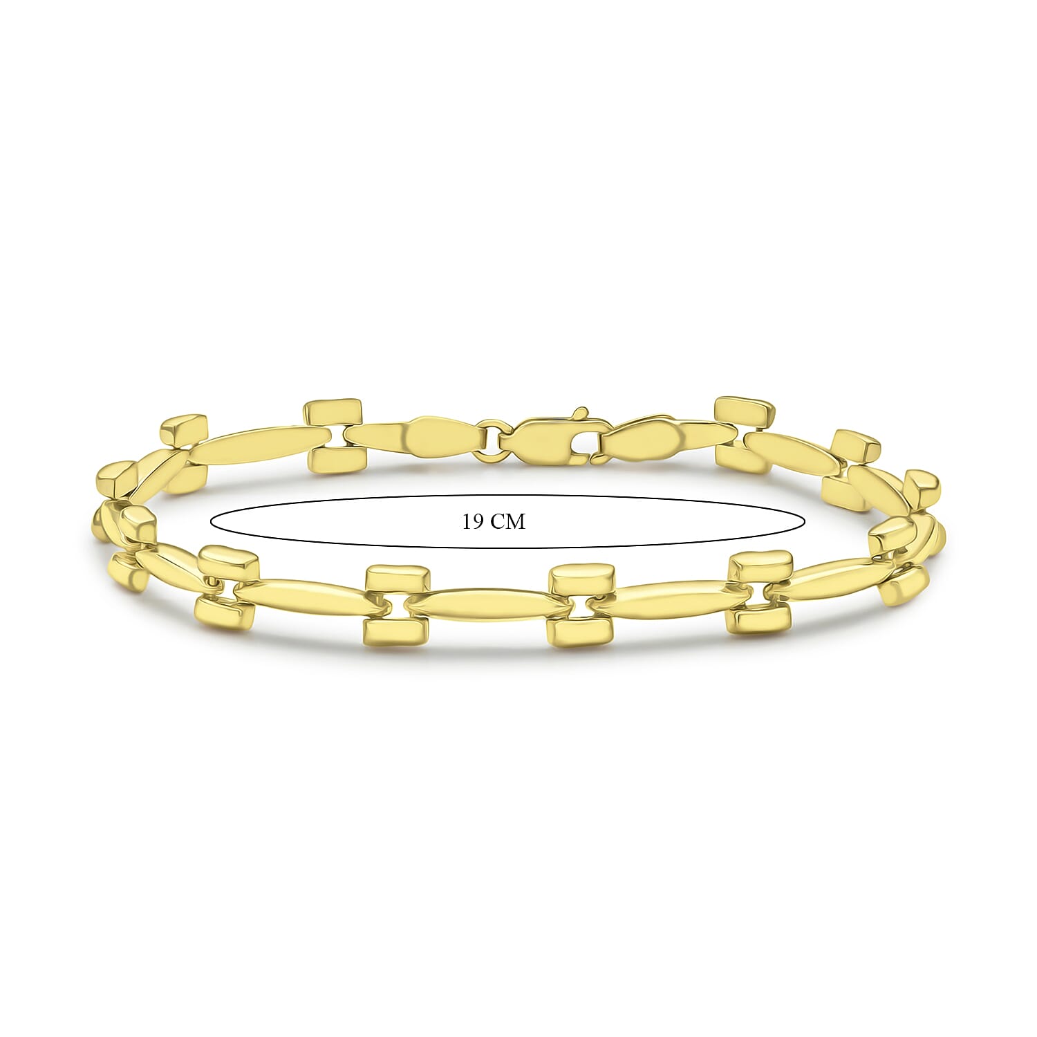 9K Yellow Gold 6.5mm Square Link Bracelet 7.5 Inch
