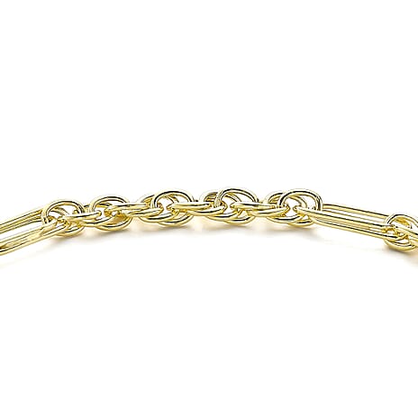 9K Yellow Gold 25mm x 1.5mm T Bar Figaro Rope Chain Albert Clasp Bracelet 7.5 Inch