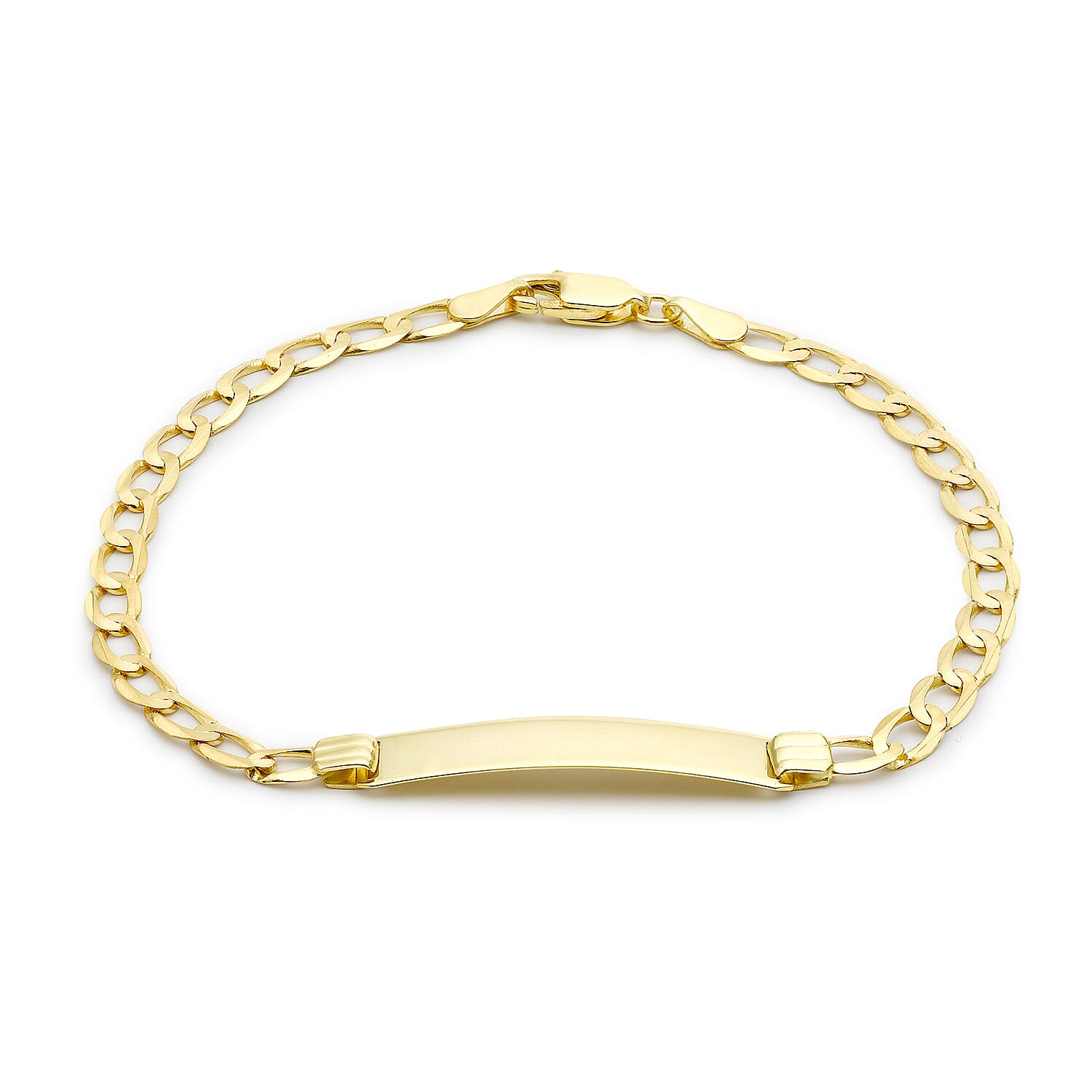 9K Yellow Gold 33mm x 7mm Flat Curb ID Bracelet 7.5 Inch