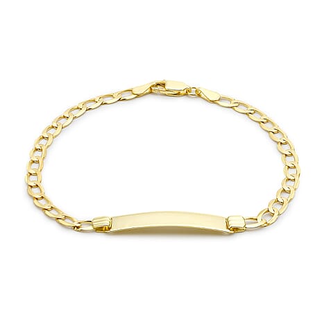 9K Yellow Gold 33mm x 7mm Flat Curb ID Bracelet 7.5 Inch