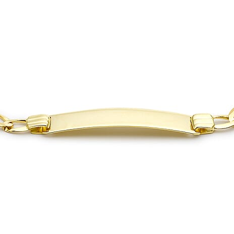 9K Yellow Gold 33mm x 7mm Flat Curb ID Bracelet 7.5 Inch