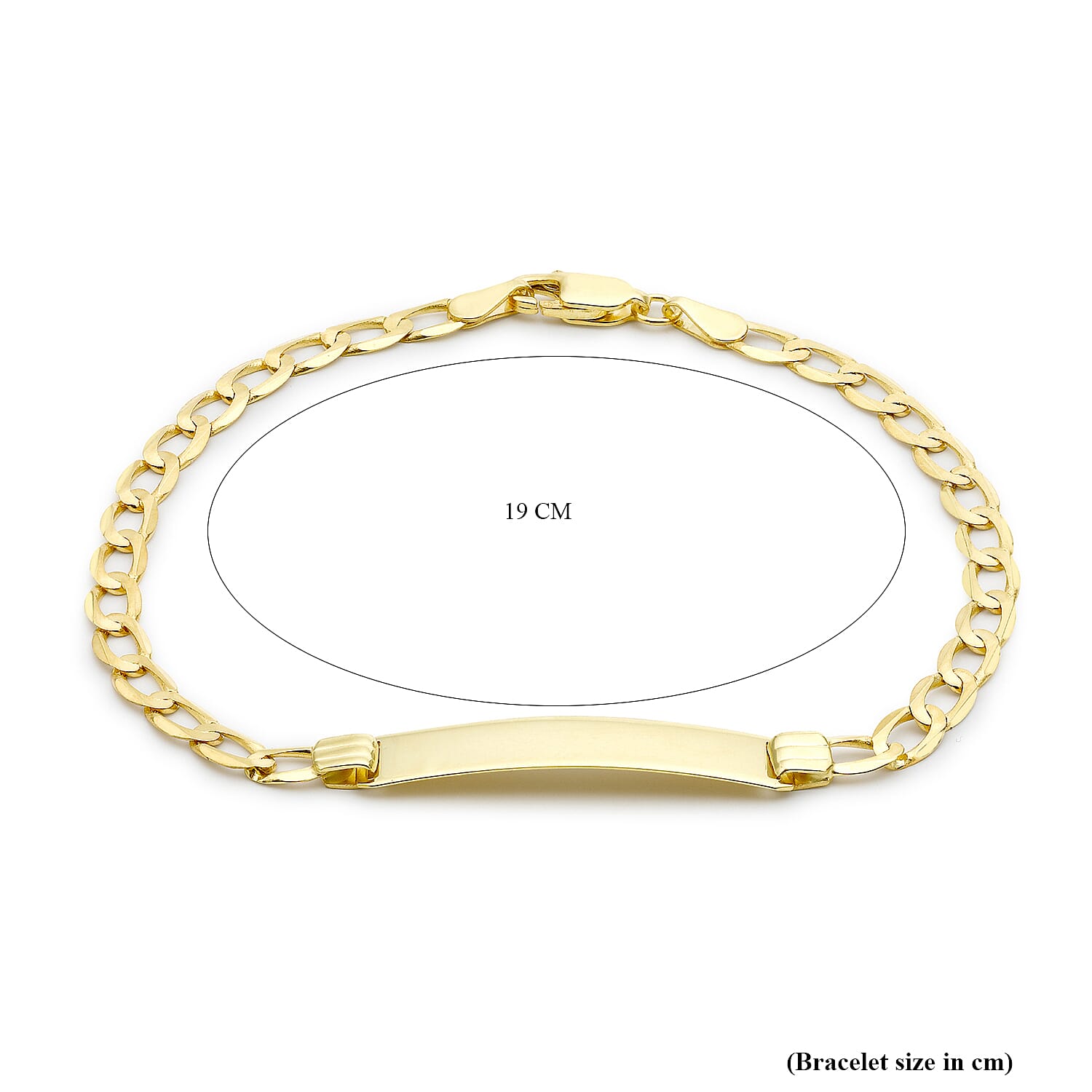 9K Yellow Gold 33mm x 7mm Flat Curb ID Bracelet 7.5 Inch