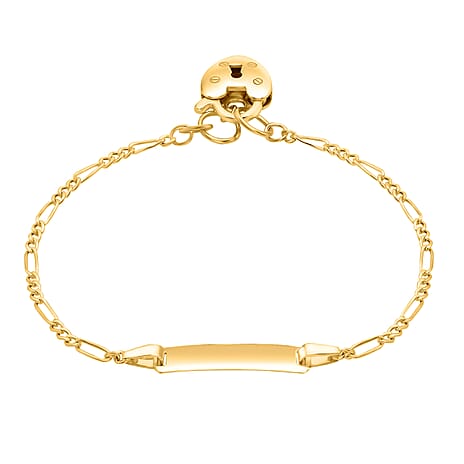 9K Yellow Gold 17mm x 4.5mm Hollow Figaro Heart Padlock ID Bracelet 6 Inch