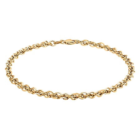 9K Yellow Gold Diamond Cut Prince of Wales Bracelet 7.5 Inch