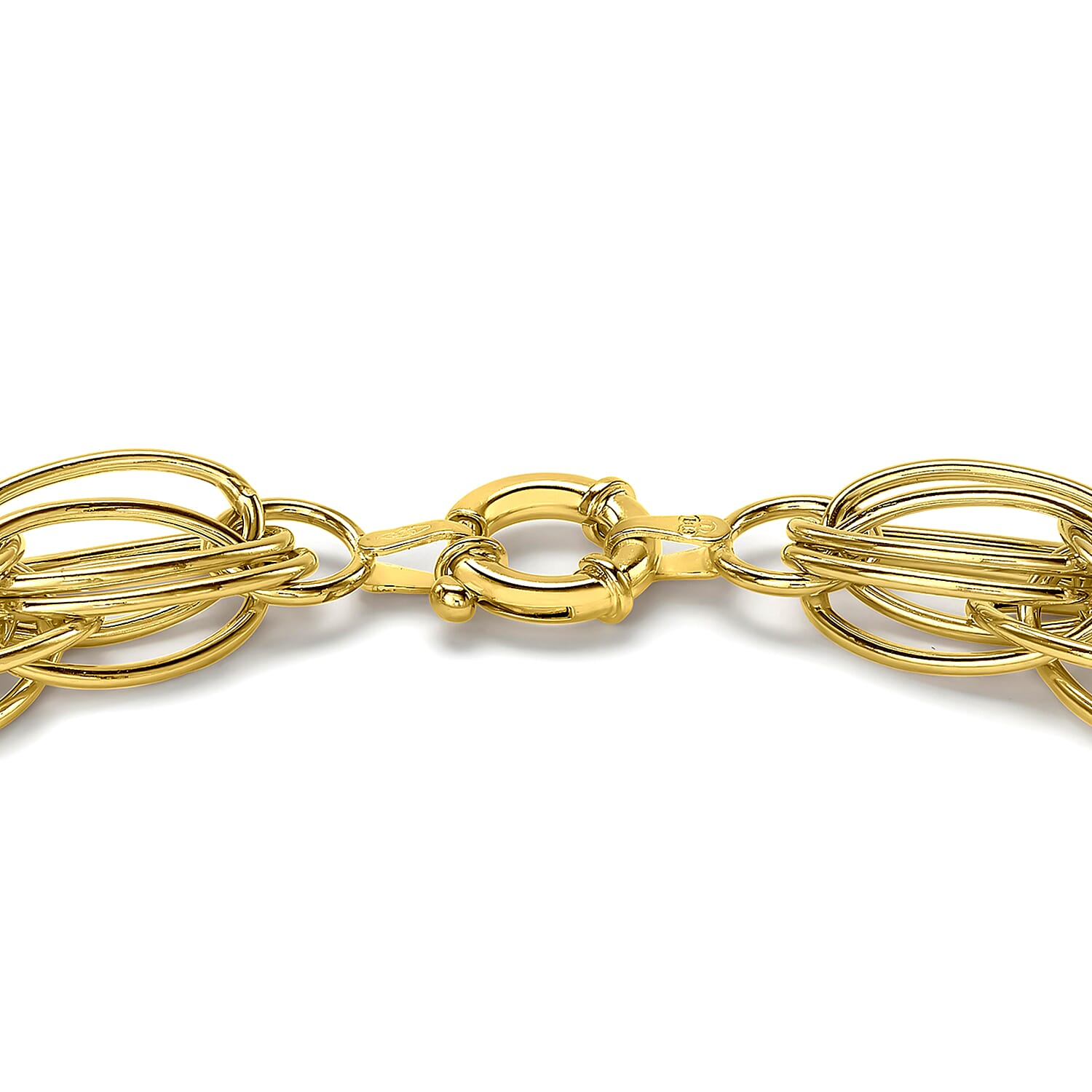9K Yellow Gold Double Oval Link Bracelet 7.5 Inch