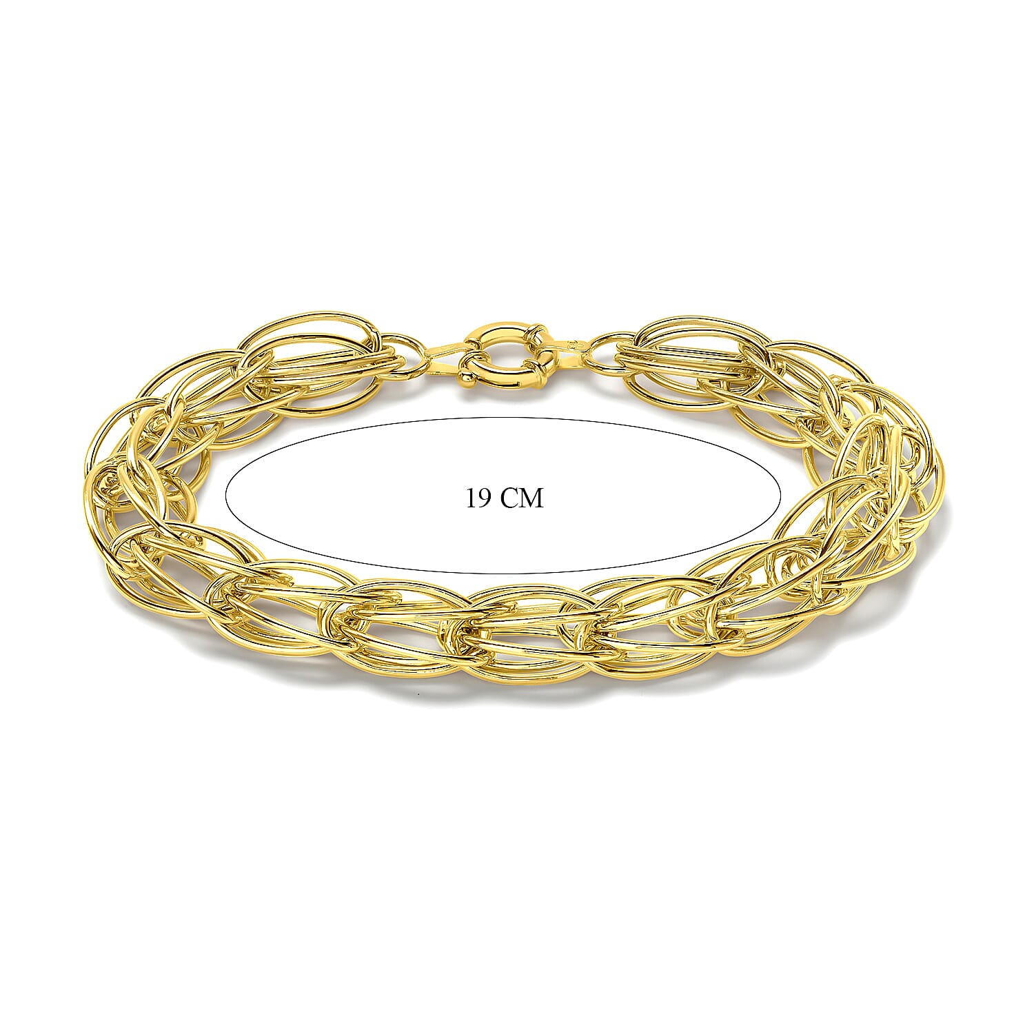 9K Yellow Gold Double Oval Link Bracelet 7.5 Inch
