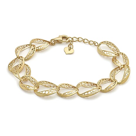 9K Yellow Gold Diamond Cut Oval Link Bracelet 9 Inch