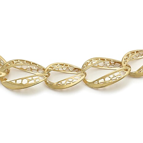 9K Yellow Gold Diamond Cut Oval Link Bracelet 9 Inch