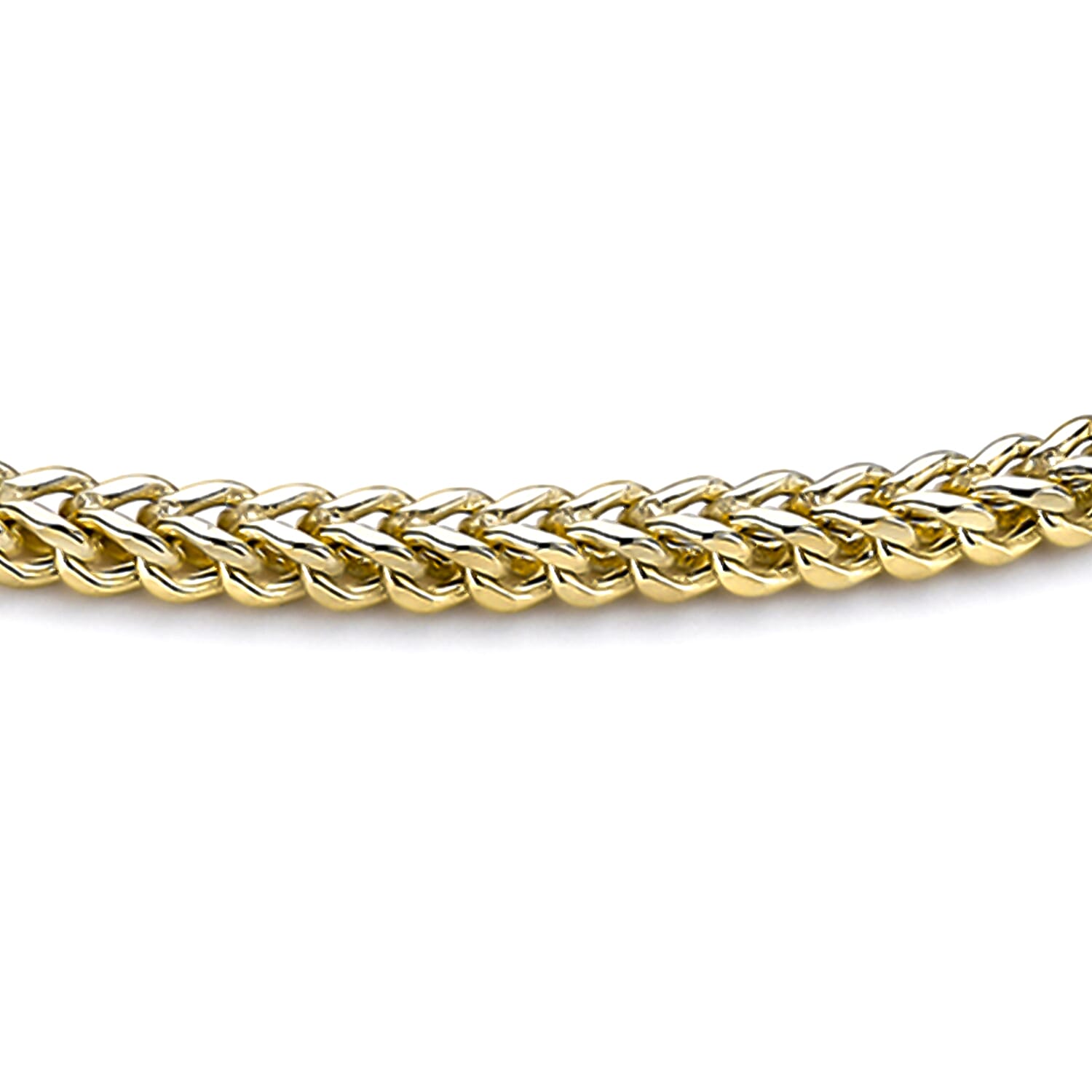 9K Yellow Gold 3mm Square Spiga Chain Bracelet 7.5 Inch