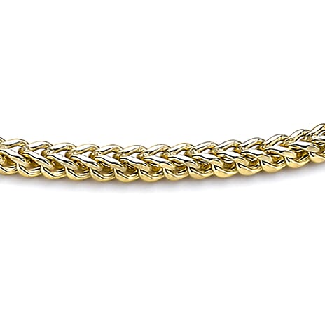 9K Yellow Gold 3mm Square Spiga Chain Bracelet 7.5 Inch