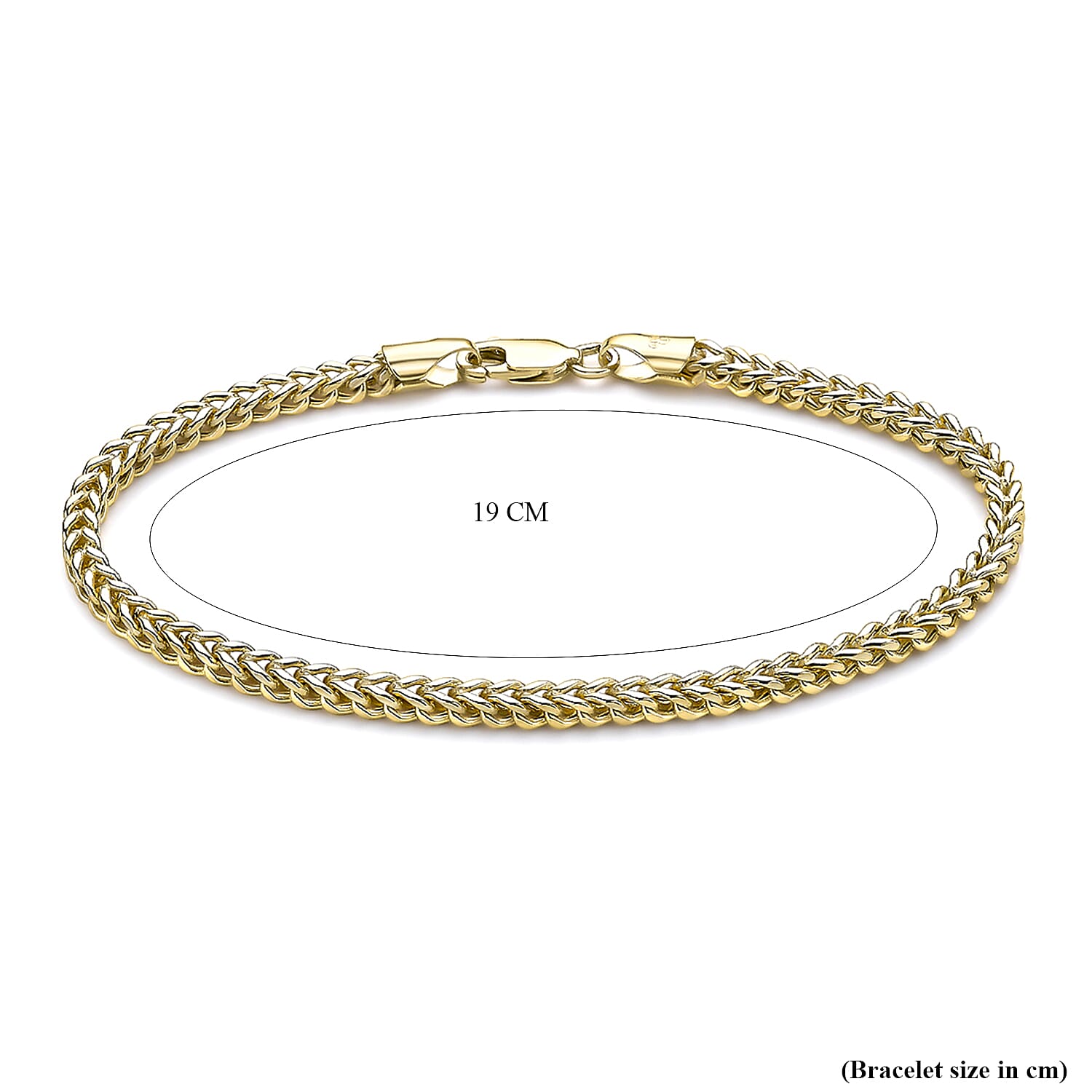 9K Yellow Gold 3mm Square Spiga Chain Bracelet 7.5 Inch