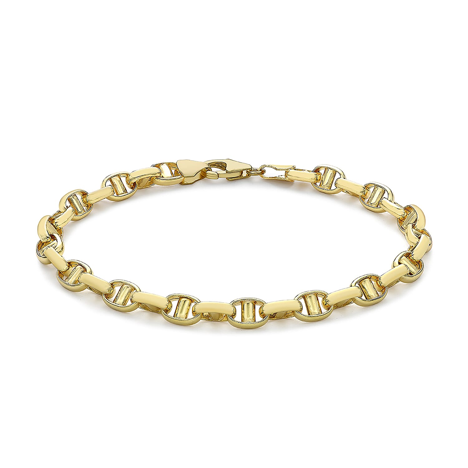9K Yellow Gold 5.5mm Hollow Rambo Chain Bracelet 7.5 Inch