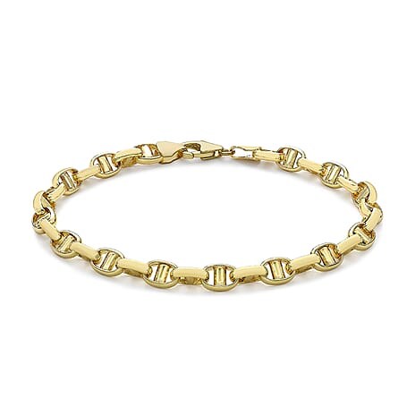 9K Yellow Gold 5.5mm Hollow Rambo Chain Bracelet 7.5 Inch