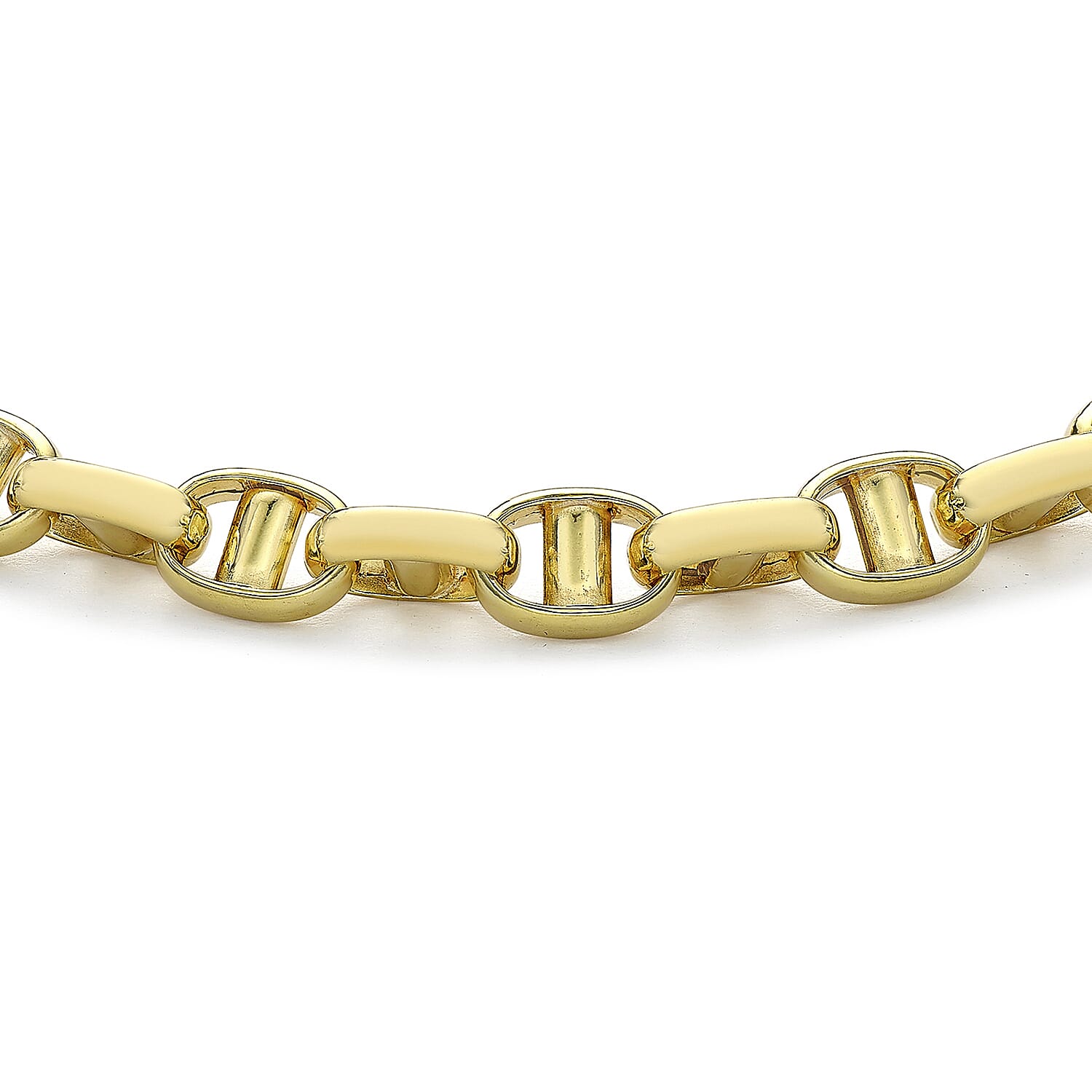 9K Yellow Gold 5.5mm Hollow Rambo Chain Bracelet 7.5 Inch