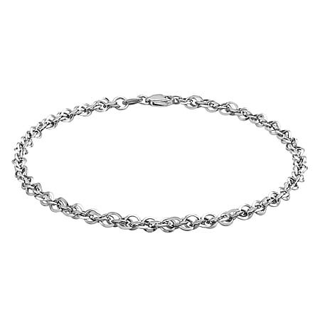 9K White Gold 60 Diamond Cut Prince of Wales Bracelet 7.5 Inch