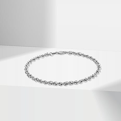 9K White Gold 60 Diamond Cut Prince of Wales Bracelet 7.5 Inch