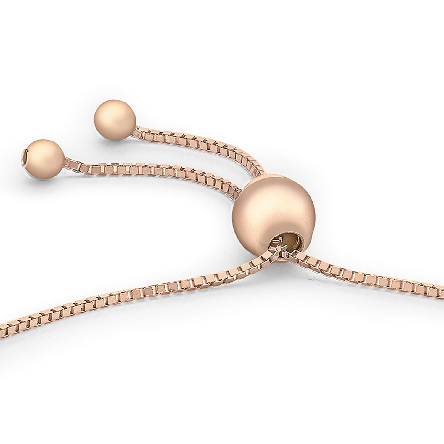 9K Rose Gold 41mm x 3mm Diamond Cut Bar and Box Chain Adjustable Bracelet