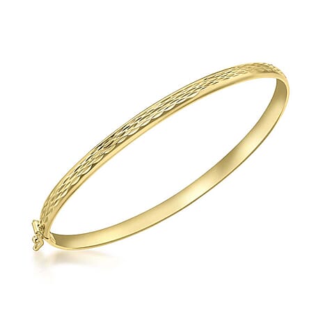 9K Yellow Gold 4mm Diamond Cut Bangle Supreme Finish