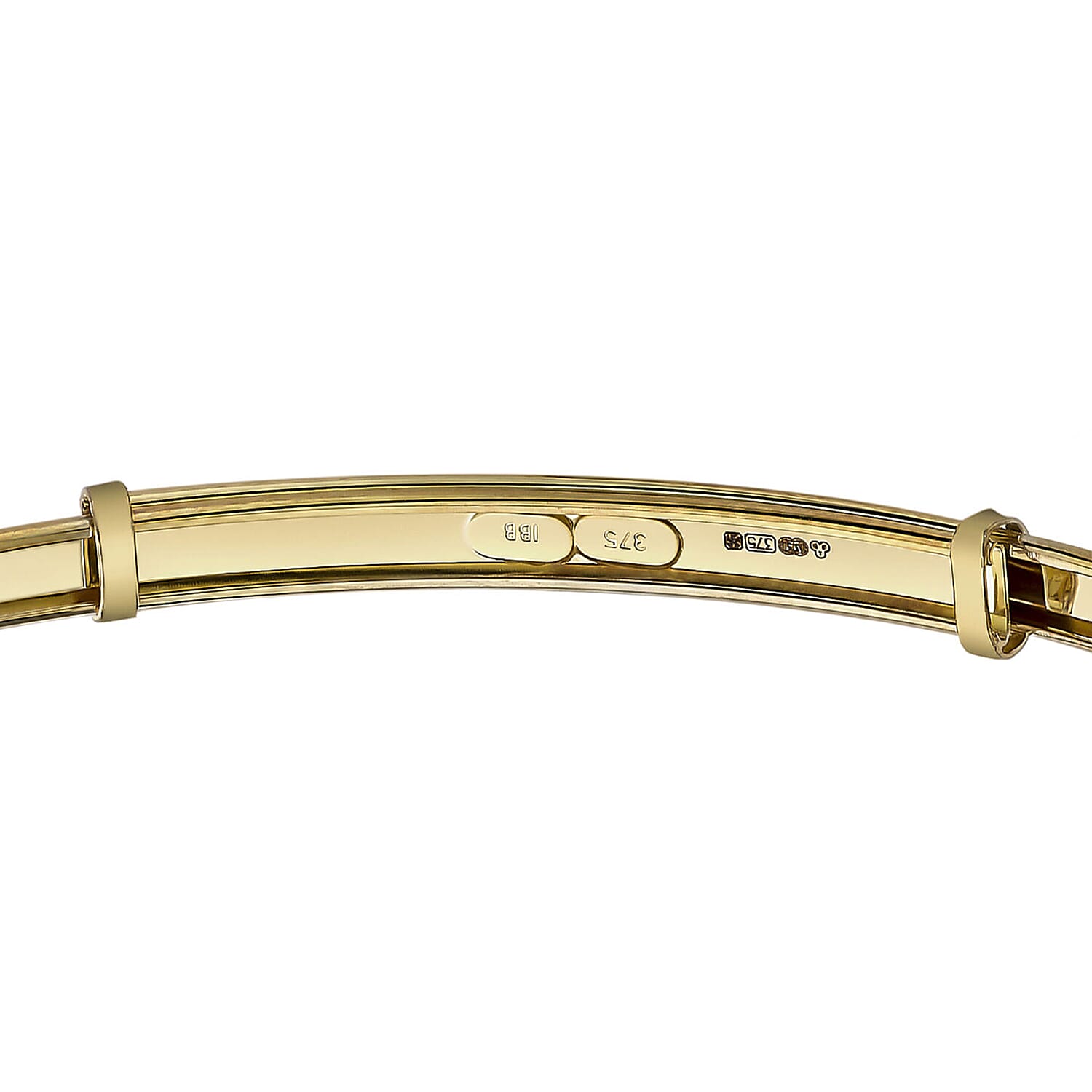 9K Yellow Gold Diamond Cut Star Pattern Expandable Bangle